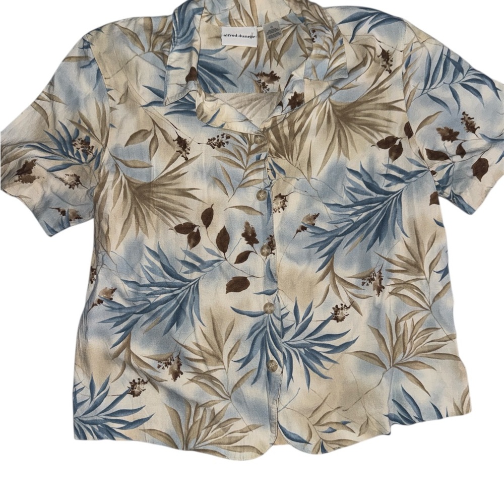 Tropical Leaf Print Button-Up Shirt